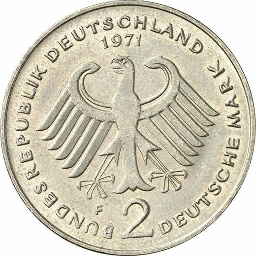 Rewers monety - 2 marki 1971 F "Theodor Heuss" - cena  monety - Niemcy, RFN