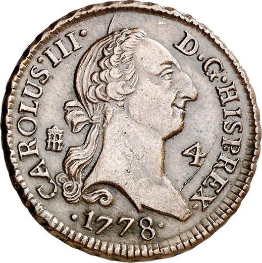 Аверс монеты - 4 мараведи 1778 года - цена  монеты - Испания, Карл III