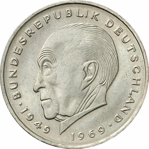 Аверс монеты - 2 марки 1973 года F "Аденауэр" - цена  монеты - Германия, ФРГ