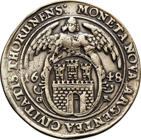 Reverse Thaler 1648 GR "Torun" - Silver Coin Value - Poland, Wladyslaw IV