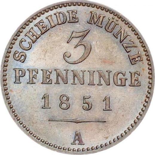 Реверс монеты - 3 пфеннига 1851 года A - цена  монеты - Пруссия, Фридрих Вильгельм IV