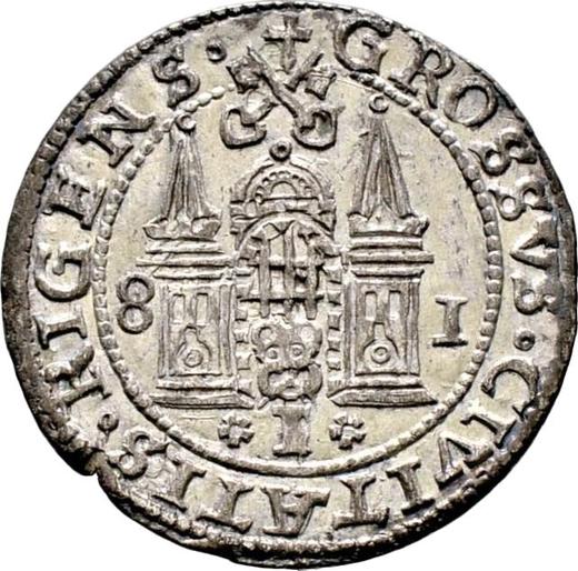 Reverse 1 Grosz 1581 "Riga" Emblem of Riga - Silver Coin Value - Poland, Stephen Bathory