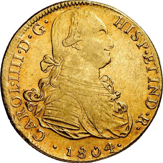 Аверс монеты - 8 эскудо 1804 года JP - цена золотой монеты - Перу, Карл IV