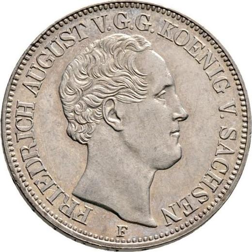 Аверс монеты - Талер 1849 года F "Горный" - цена серебряной монеты - Саксония-Альбертина, Фридрих Август II