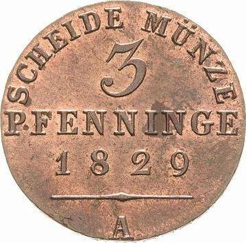 Reverso 3 Pfennige 1829 A - valor de la moneda  - Prusia, Federico Guillermo III