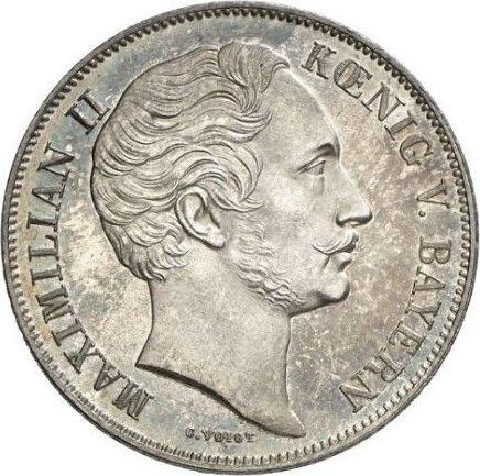 Аверс монеты - 1 гульден 1860 года - цена серебряной монеты - Бавария, Максимилиан II