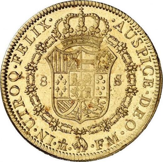 Реверс монеты - 8 эскудо 1788 года Mo FM - цена золотой монеты - Мексика, Карл III
