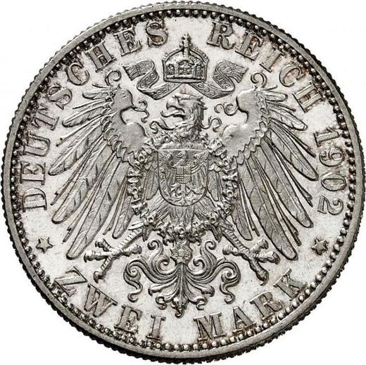 Реверс монеты - 2 марки 1902 года F "Вюртемберг" - цена серебряной монеты - Германия, Германская Империя