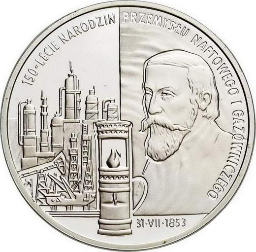 Реверс монеты - 10 злотых 2003 года MW NR "150 лет нефтяной и газовой промышленности" - цена серебряной монеты - Польша, III Республика после деноминации