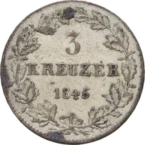 Reverso 3 kreuzers 1845 - valor de la moneda de plata - Hesse-Darmstadt, Luis II