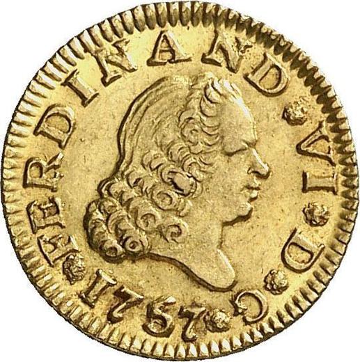 Awers monety - 1/2 escudo 1757 S PJ - cena złotej monety - Hiszpania, Ferdynand VI