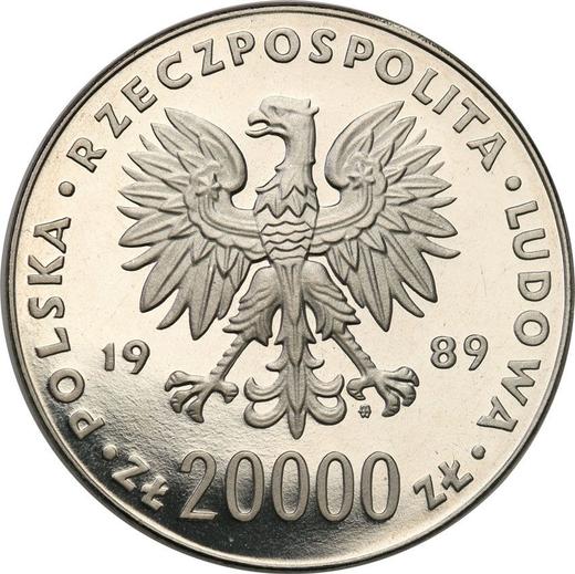 Obverse Pattern 20000 Zlotych 1989 MW ET "XIV World Cup FIFA - Italy 1990" Globe Nickel - Poland, Peoples Republic
