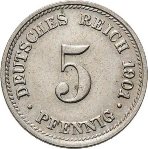 Аверс монеты - 5 пфеннигов 1901 года D "Тип 1890-1915" - цена  монеты - Германия, Германская Империя