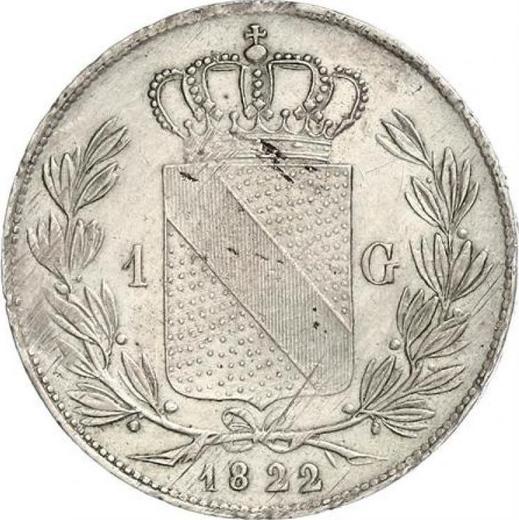 Rewers monety - 1 gulden 1822 - cena srebrnej monety - Badenia, Ludwik I