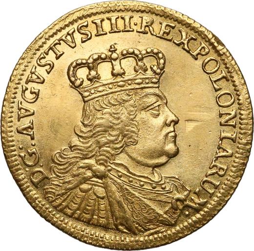 Аверс монеты - Дукат 1754 года EDC "Коронный" - цена золотой монеты - Польша, Август III