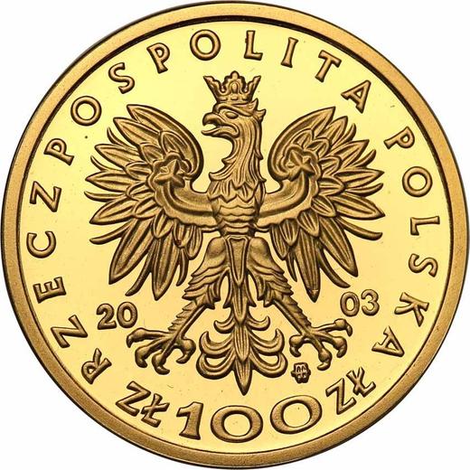 Anverso 100 eslotis 2003 MW ET "Vladislao III Jagellón" - valor de la moneda de oro - Polonia, República moderna