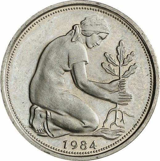 Rewers monety - 50 fenigów 1984 G - cena  monety - Niemcy, RFN