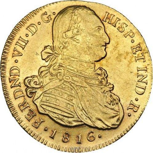 Аверс монеты - 8 эскудо 1816 года P FM - цена золотой монеты - Колумбия, Фердинанд VII