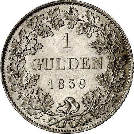 Реверс монеты - 1 гульден 1839 года - цена серебряной монеты - Гессен-Дармштадт, Людвиг II