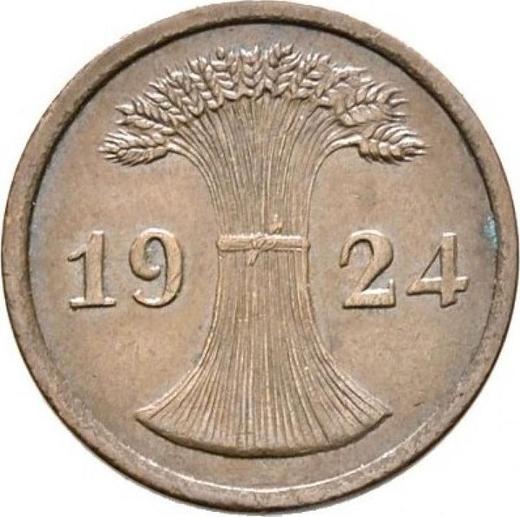 Реверс монеты - 2 рейхспфеннига 1924 года Без знака монетного двора - цена  монеты - Германия, Bеймарская республика