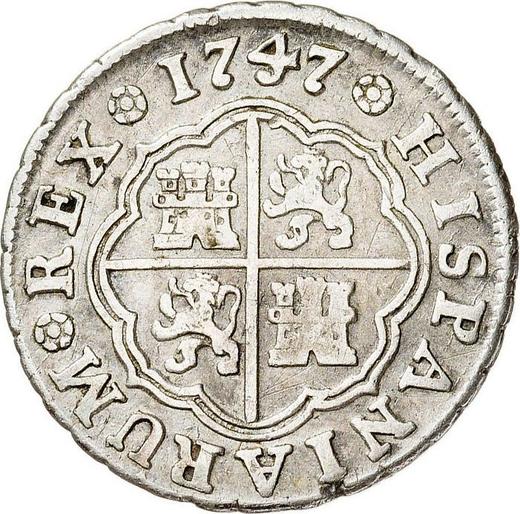 Реверс монеты - 1 реал 1747 года M JB - цена серебряной монеты - Испания, Фердинанд VI