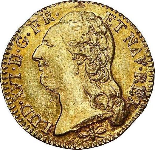 Аверс монеты - Луидор 1790 года D Лион - цена золотой монеты - Франция, Людовик XVI