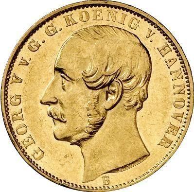 Аверс монеты - 1 крона 1864 года B - цена золотой монеты - Ганновер, Георг V