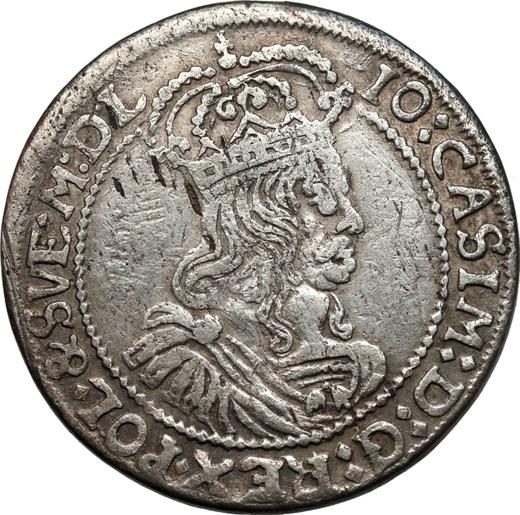 Аверс монеты - Орт (18 грошей) 1664 года AT "Прямой герб" - цена серебряной монеты - Польша, Ян II Казимир