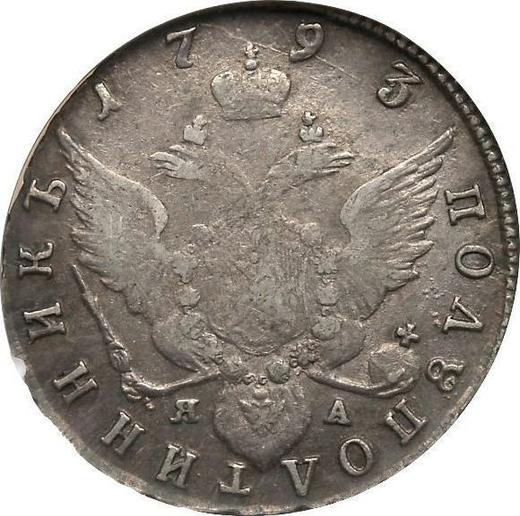 Reverso Polupoltinnik 1793 СПБ ЯА - valor de la moneda de plata - Rusia, Catalina II