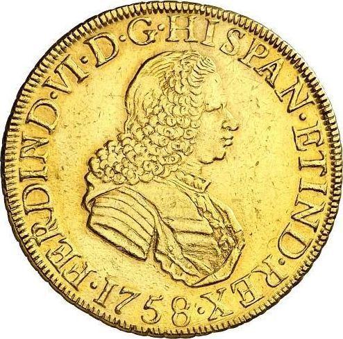Awers monety - 8 escudo 1758 LM JM - cena złotej monety - Peru, Ferdynand VI