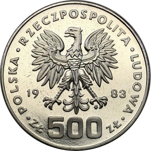 Аверс монеты - Пробные 500 злотых 1983 года MW SW "XXIII летние Олимпийские Игры - Лос-Анджелес 1984" Никель - цена  монеты - Польша, Народная Республика