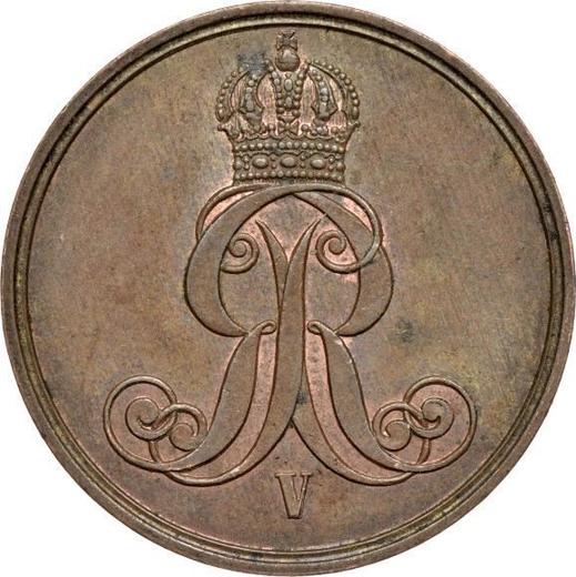 Аверс монеты - 2 пфеннига 1861 года B - цена  монеты - Ганновер, Георг V