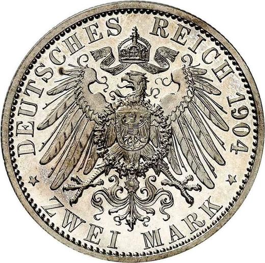 Reverso 2 marcos 1904 A "Lübeck" - valor de la moneda de plata - Alemania, Imperio alemán