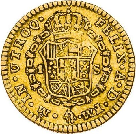 Реверс монеты - 1 эскудо 1786 года Mo FM - цена золотой монеты - Мексика, Карл III