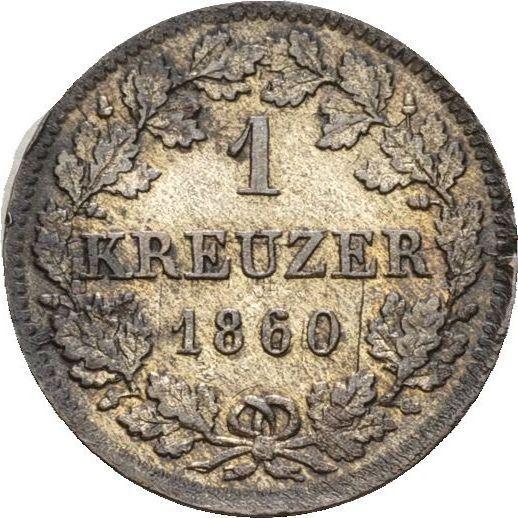 Реверс монеты - 1 крейцер 1860 года - цена серебряной монеты - Бавария, Максимилиан II