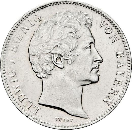 Аверс монеты - 1/2 гульдена 1844 года - цена серебряной монеты - Бавария, Людвиг I