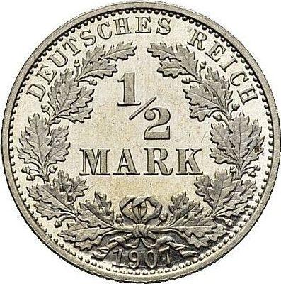 Аверс монеты - 1/2 марки 1907 года A "Тип 1905-1919" - цена серебряной монеты - Германия, Германская Империя