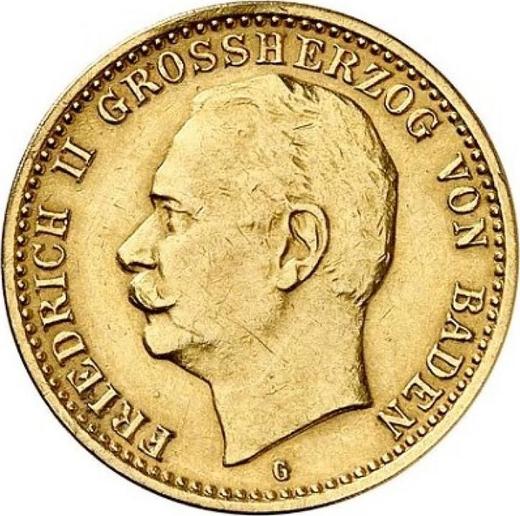 Awers monety - 10 marek 1911 G "Badenia" - cena złotej monety - Niemcy, Cesarstwo Niemieckie
