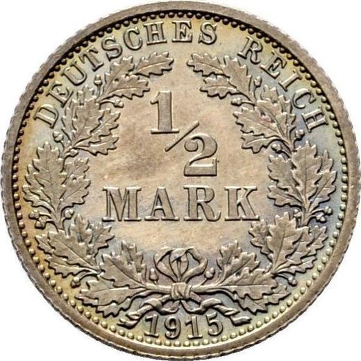 Anverso Medio marco 1915 A "Tipo 1905-1919" - valor de la moneda de plata - Alemania, Imperio alemán