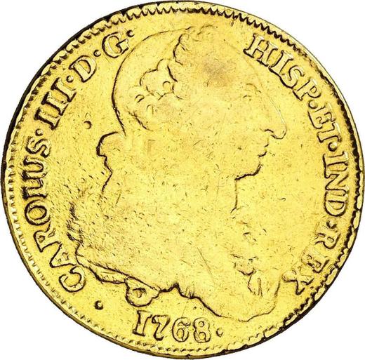 Аверс монеты - 4 эскудо 1768 года Mo MF - цена золотой монеты - Мексика, Карл III