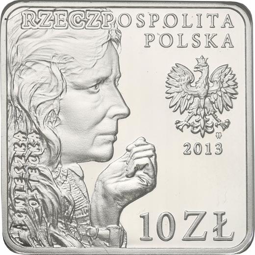 Obverse 10 Zlotych 2013 MW "Agnieszka Osiecka" Klippe - Silver Coin Value - Poland, III Republic after denomination