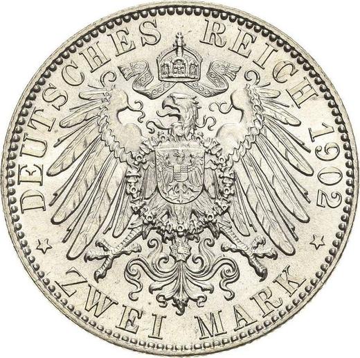 Реверс монеты - 2 марки 1902 года E "Саксония" - цена серебряной монеты - Германия, Германская Империя