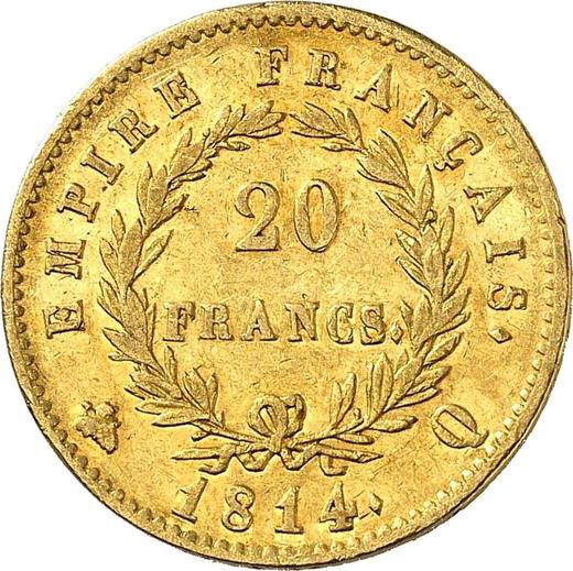 Rewers monety - 20 franków 1814 Q "Typ 1809-1815" Perpignan - cena złotej monety - Francja, Napoleon I