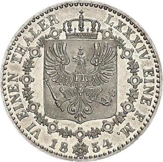 Reverso 1/6 tálero 1854 A - valor de la moneda de plata - Prusia, Federico Guillermo IV