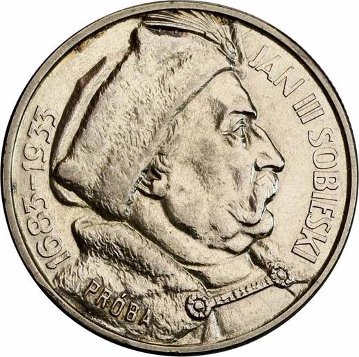 Reverso Pruebas 10 eslotis 1933 "Juan III Sobieski" Inscripción "PRÓBA" - valor de la moneda de plata - Polonia, Segunda República