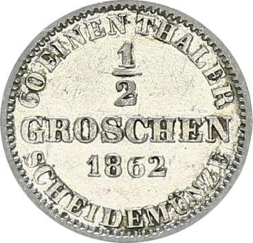 Rewers monety - 1/2 groschen 1862 B - cena srebrnej monety - Hanower, Jerzy V
