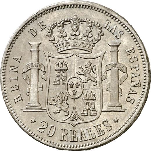 Reverso 20 reales 1862 "Tipo 1855-1864" Estrellas de seis puntas - valor de la moneda de plata - España, Isabel II