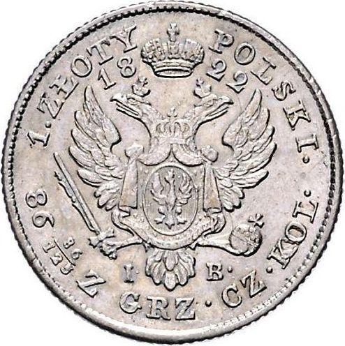 Rewers monety - 1 złoty 1822 IB "Małą głową" - cena srebrnej monety - Polska, Królestwo Kongresowe