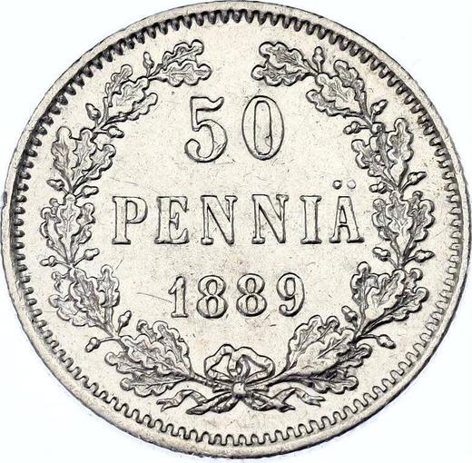 Rewers monety - 50 penni 1889 L - cena srebrnej monety - Finlandia, Wielkie Księstwo
