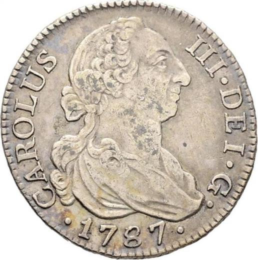 Avers 2 Reales 1787 M DV - Silbermünze Wert - Spanien, Karl III